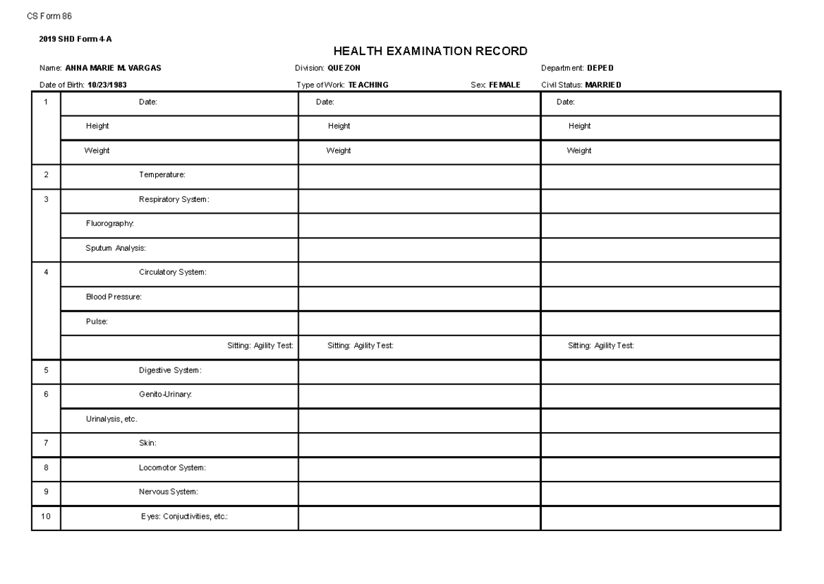 APE-CSC-Form Lecture Notes on Health Examination Records - Studocu