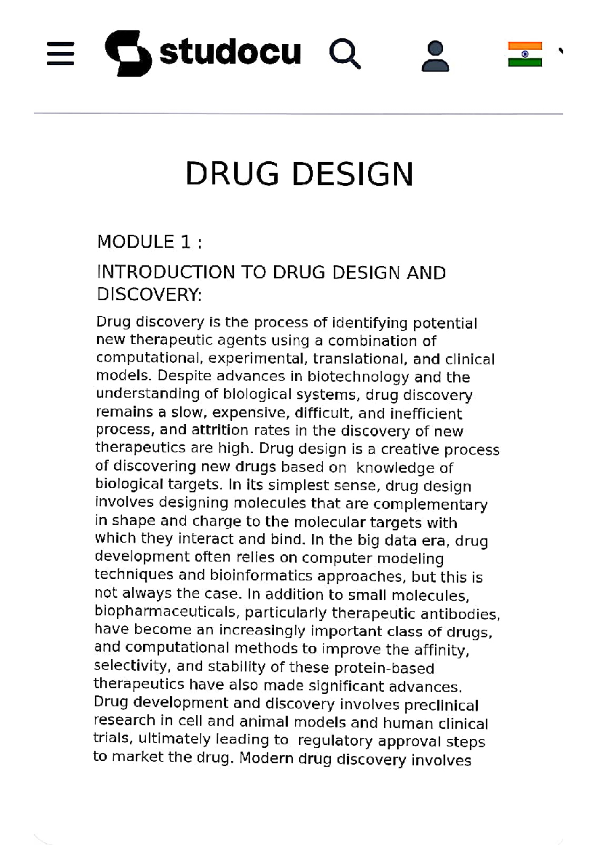 Introduction to Drug Design and Discovery: Insights from Module 1 (Q ...