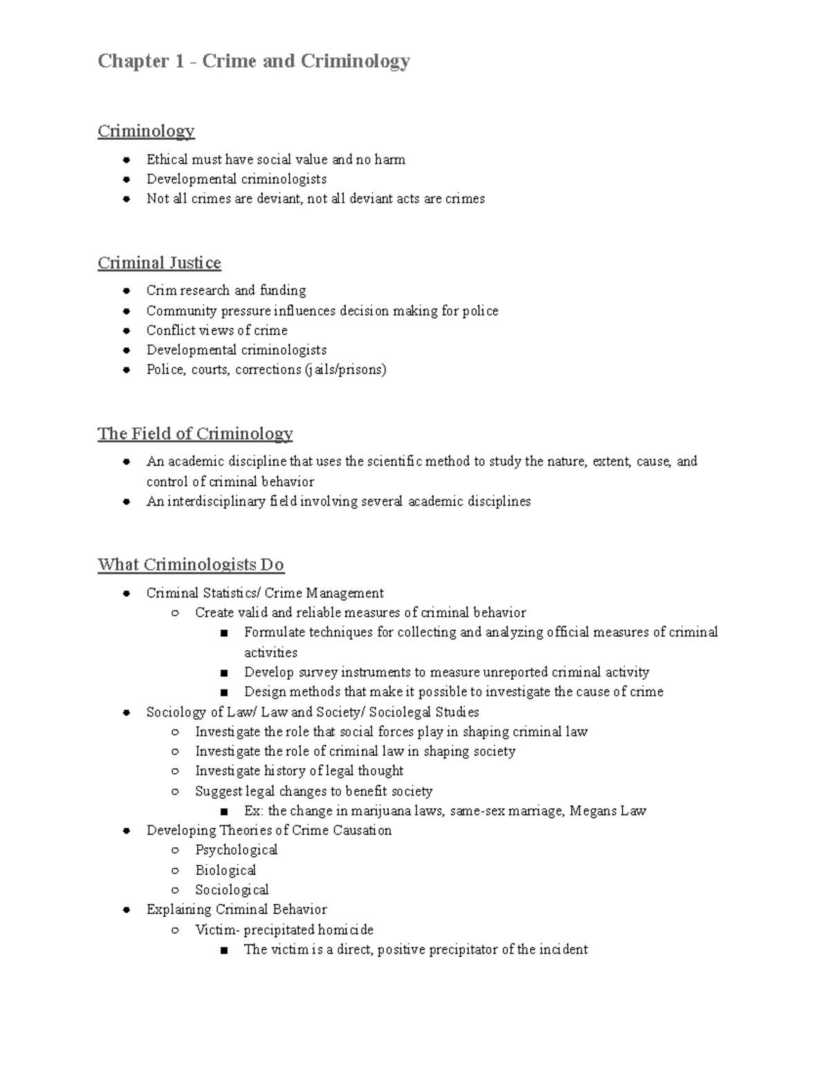 Criminology 101 - Chapter 1: Overview of Crime and the Field - Chapter ...