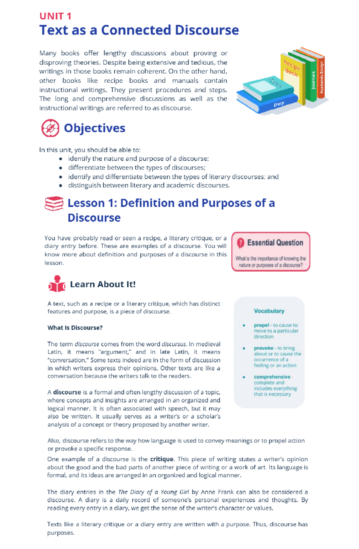 UNIT 1: Understanding Texts as Connected Discourses in Literature - Studocu