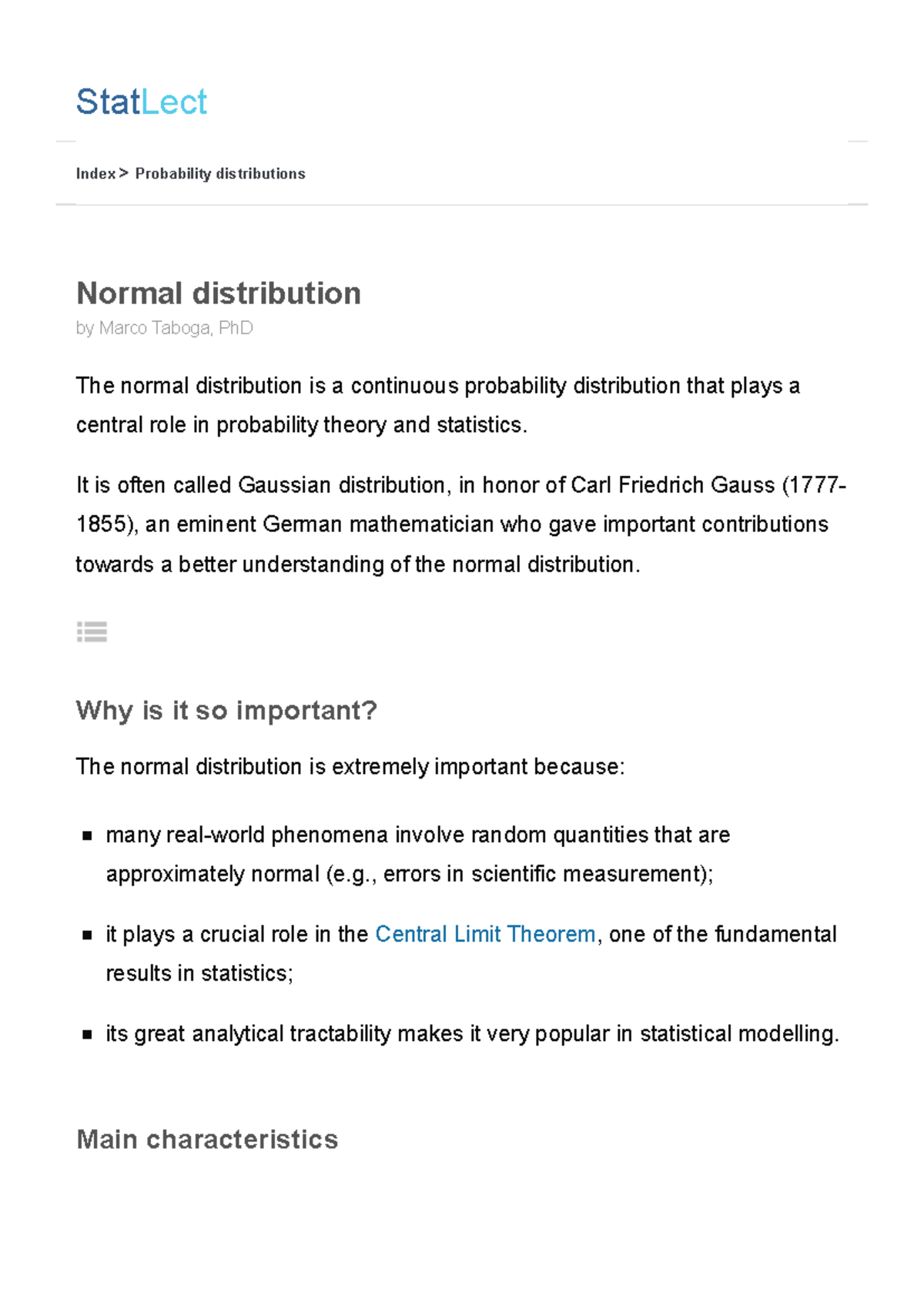 Normal distribution Properties, proofs, exercises-1 - StatLect Index ...