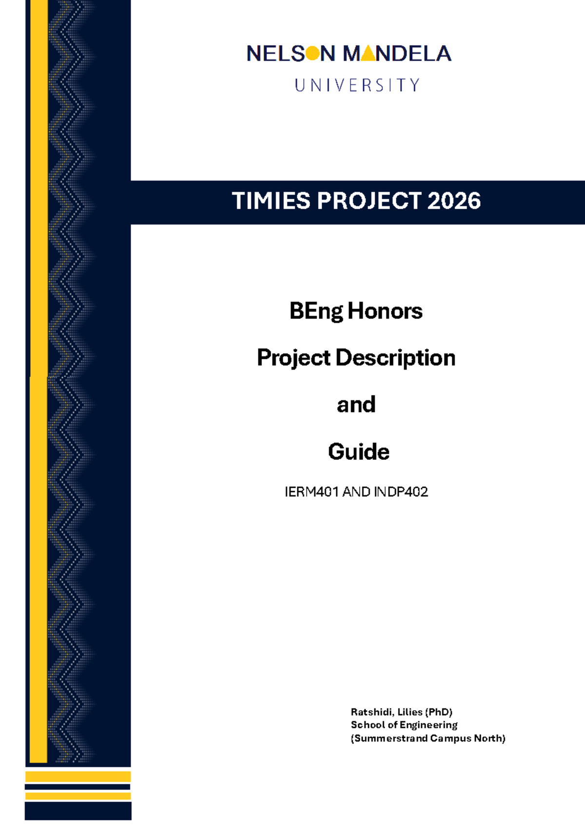 Honors Project 2026 Guide for IERM401 & INDP402 Students - Studocu