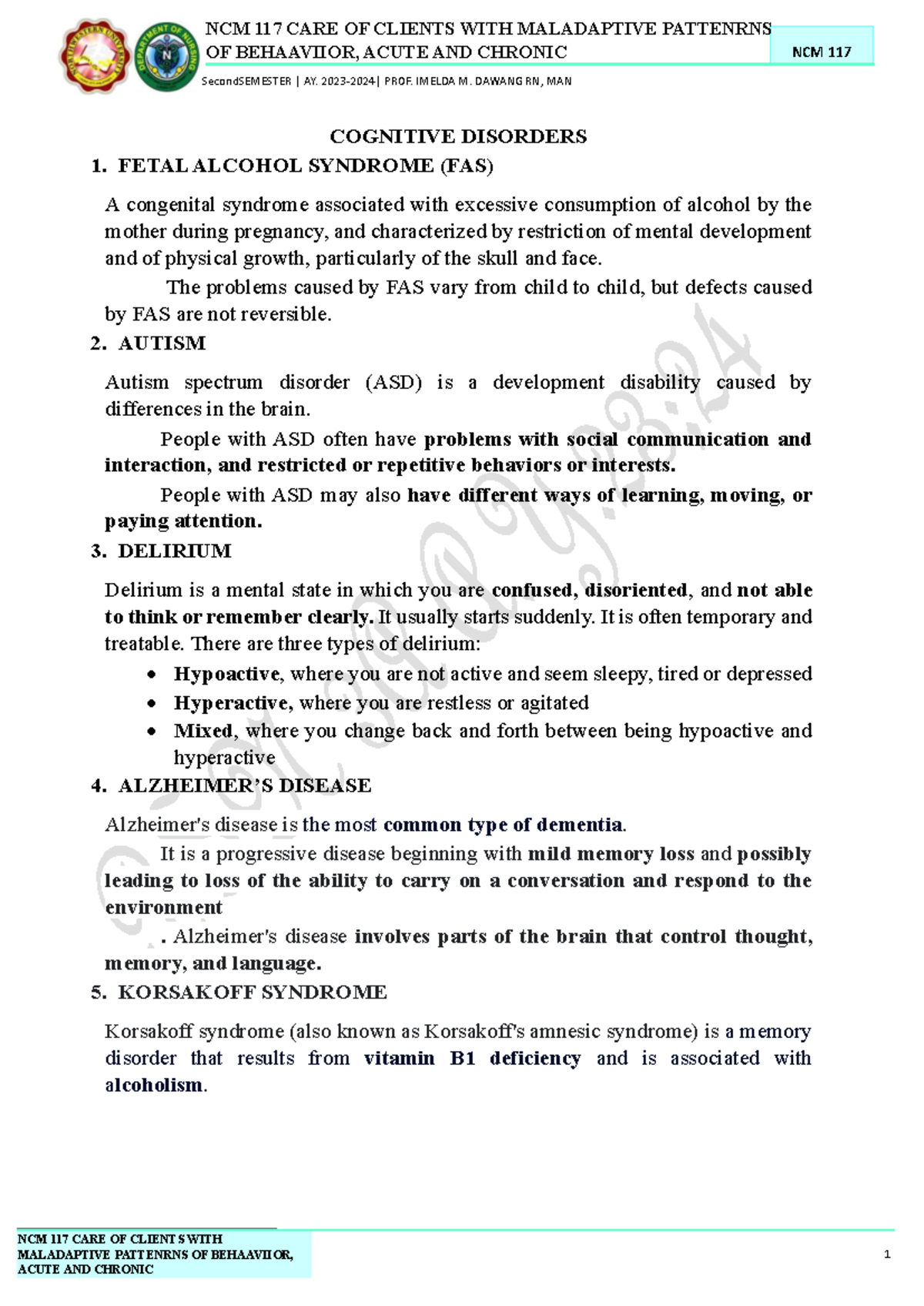 NCM 117 Final Exam Notes: Care of Clients with Maladaptive Behaviors ...