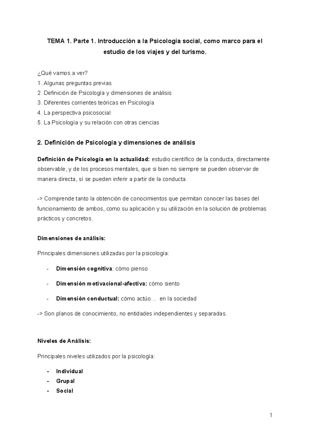 Psicología TEMA 1-5 - tema 1 al 5 apuntes - TEMA 1. Parte 1 ...