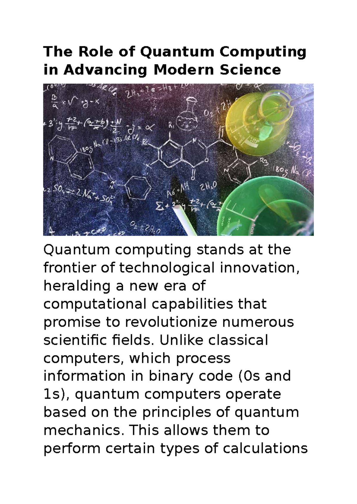 The Role of Quantum Computing in Advancing Modern Science - The Role of ...
