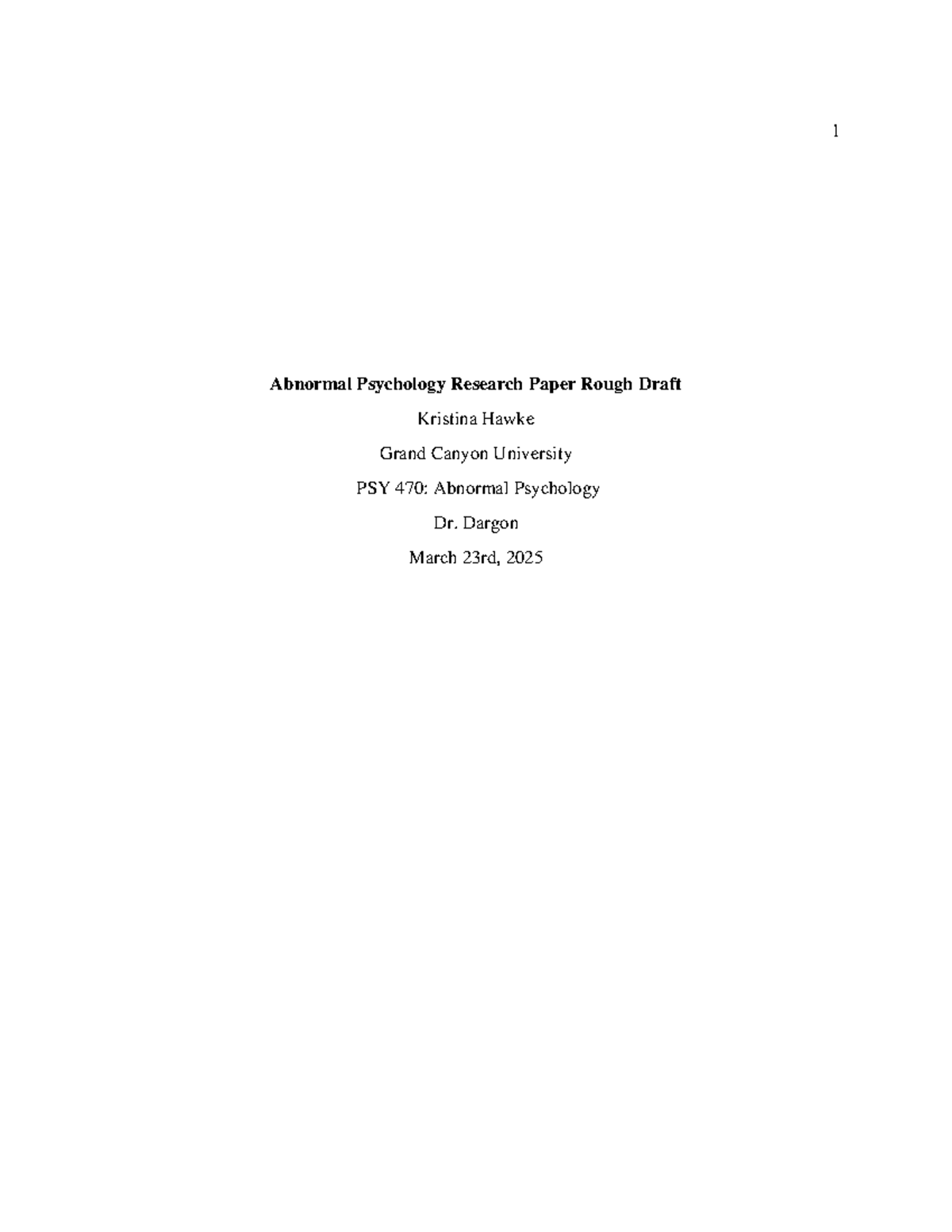 PSY 470: Rough Draft on Eating Disorders in Abnormal Psychology - Studocu