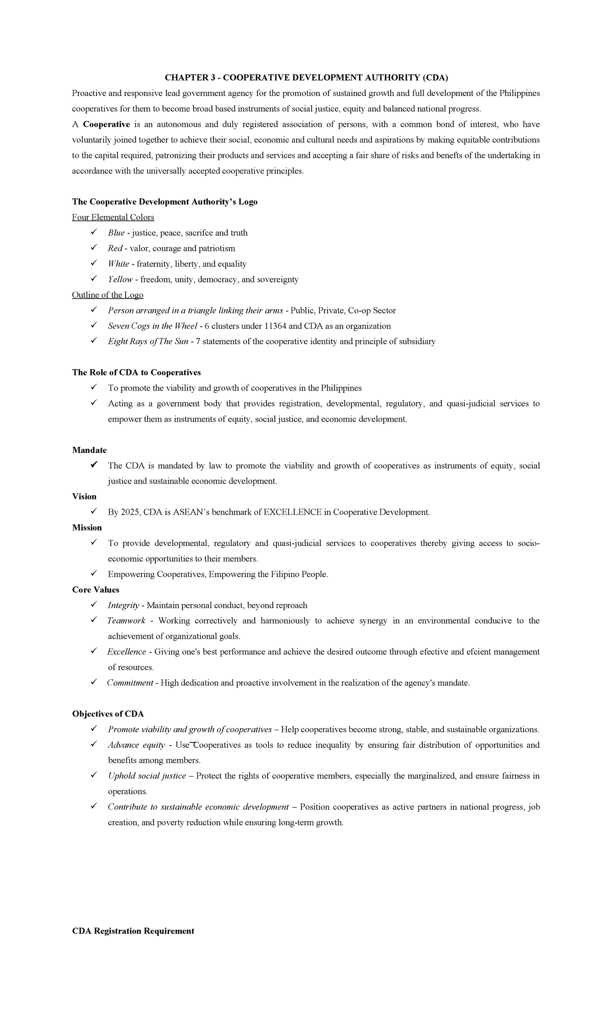 CHAPTER 3: COOPERATIVE DEVELOPMENT AUTHORITY (CDA) Overview and ...
