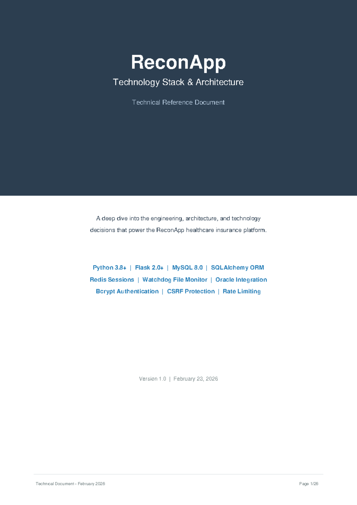 ReconApp Tech Stack Architecture Overview (Tech Ref Doc) - Studocu