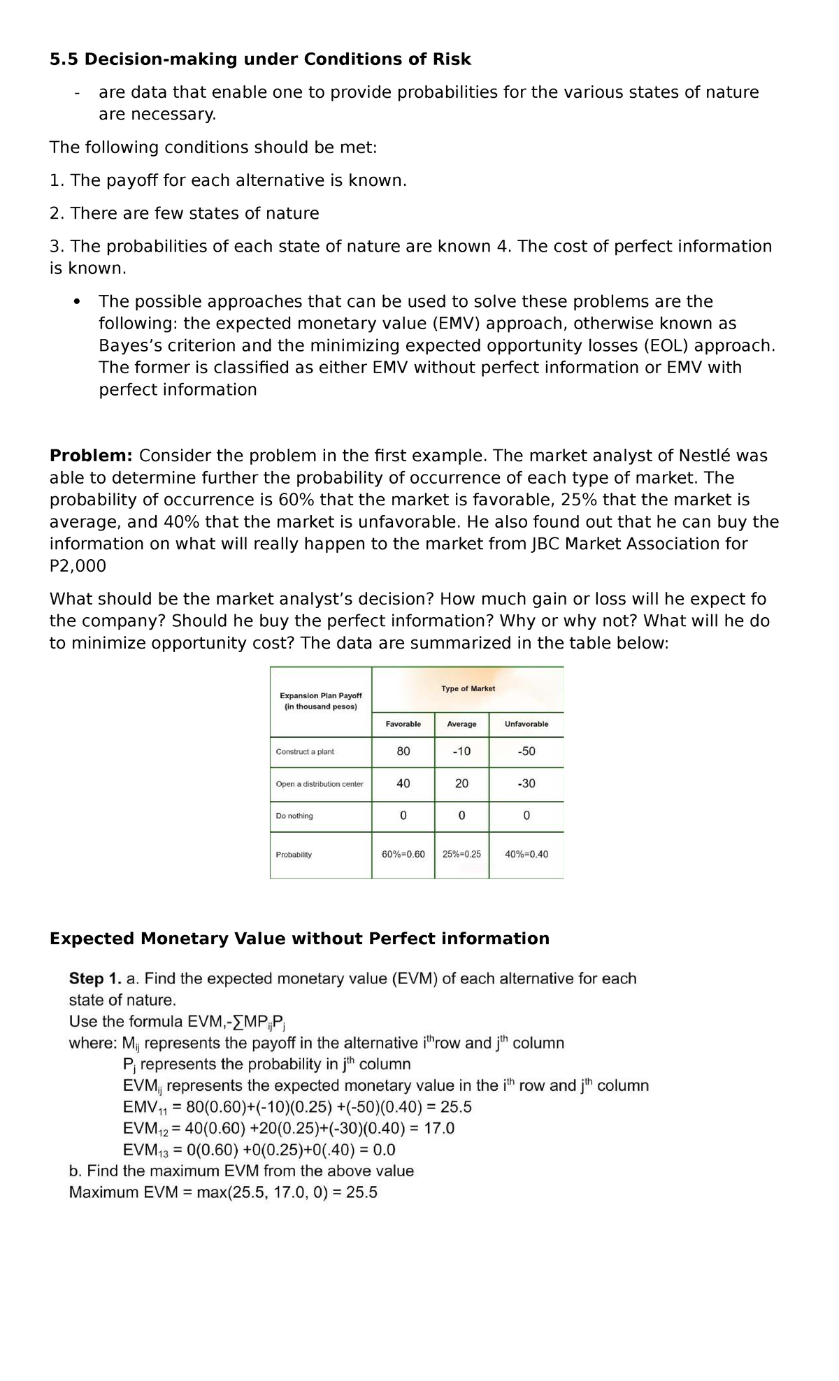 Decision Theory MCQ: Analyzing Risk and EMV Approaches - Studocu