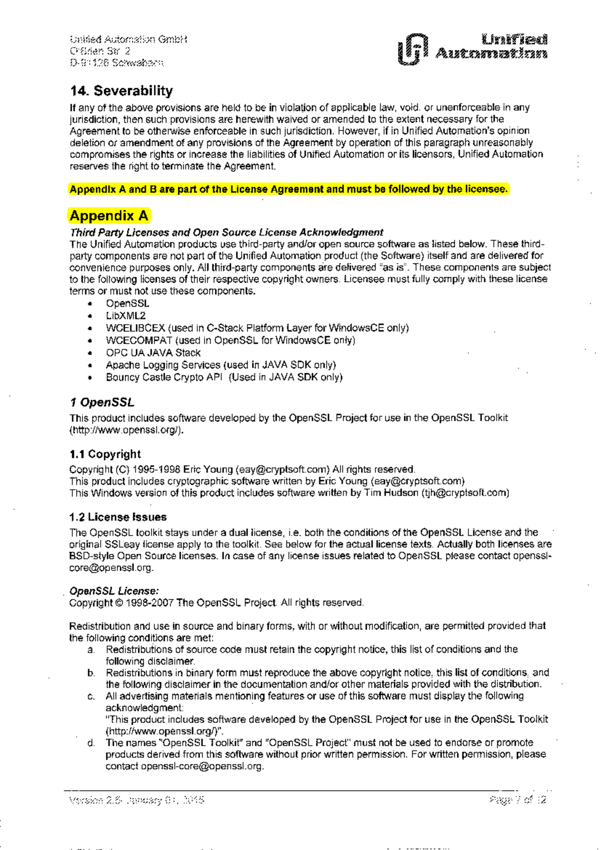 Unified Automation GmbH License Agreement and Open Source ...