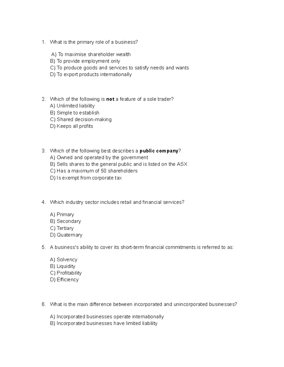 Business Structure and Roles: Bs Practice Guide - Studocu