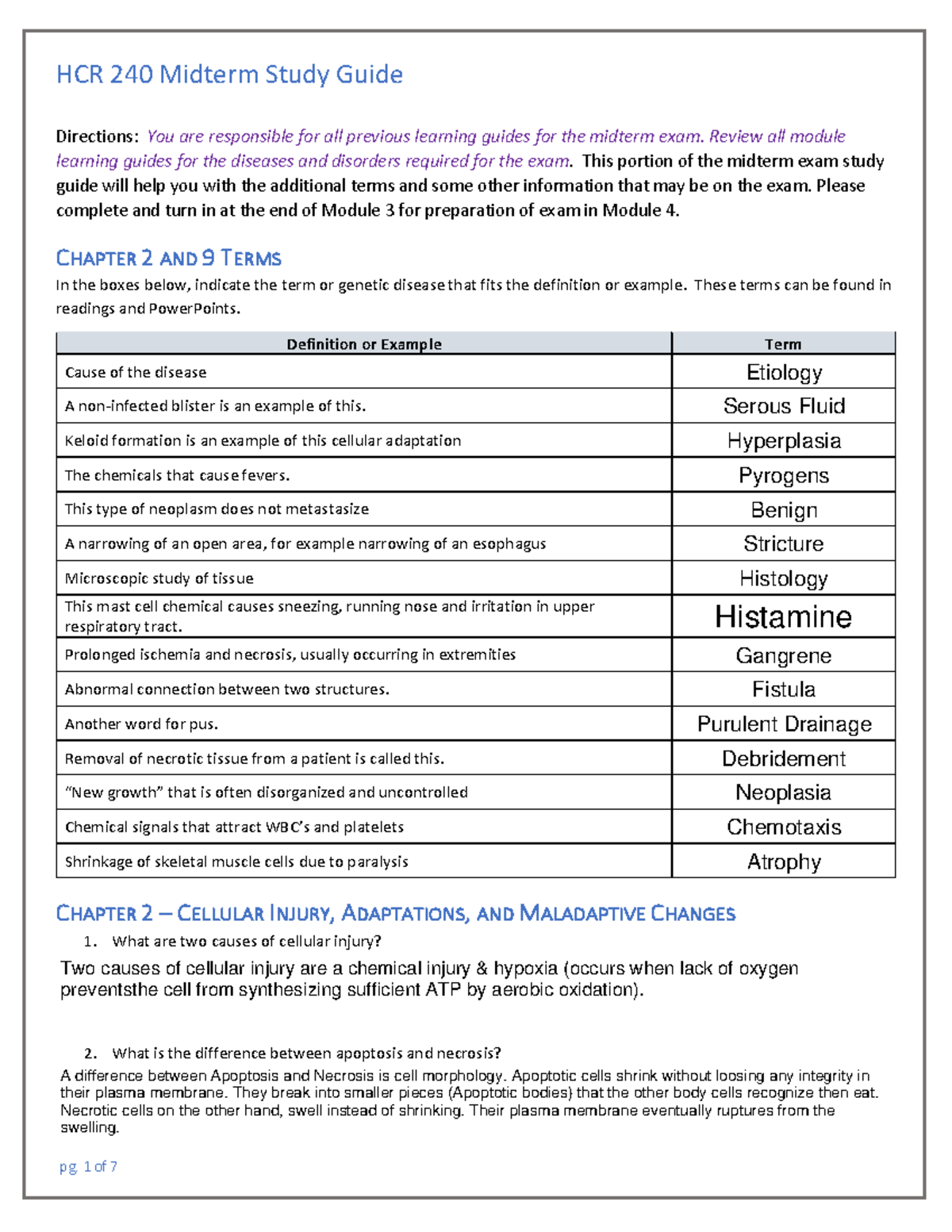 Midterm Exam Study Guide - Directions: You are responsible for all ...