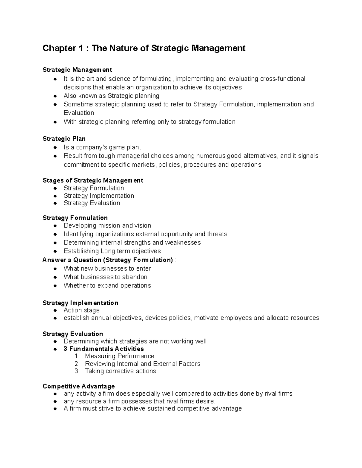 Strategic Management Overview: Chapter 1 Insights (STRM 101) - Studocu