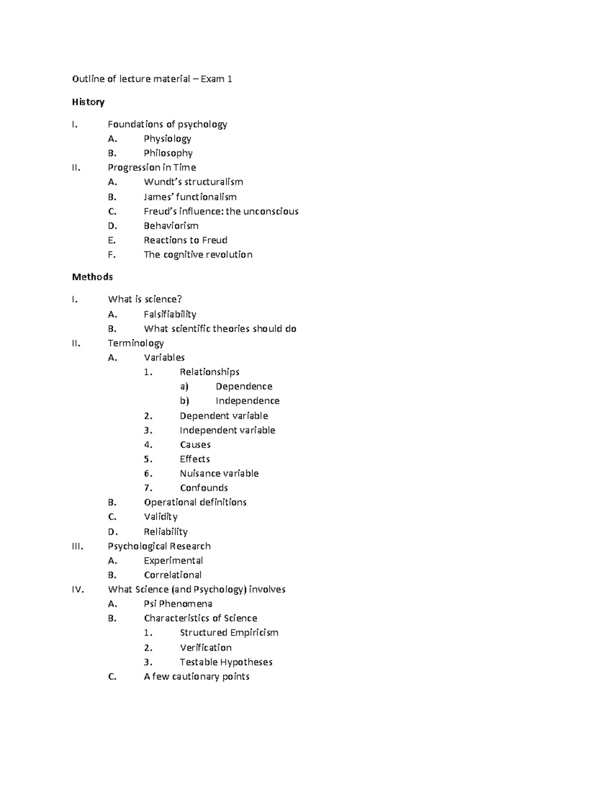 Exam1Outline - Exam 1 outline - Outline of lecture material – Exam 1 ...