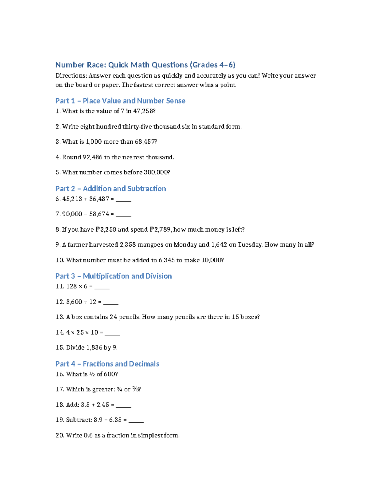 STEMAZING REVIEWER: Quick Math Questions for Grades - Studocu