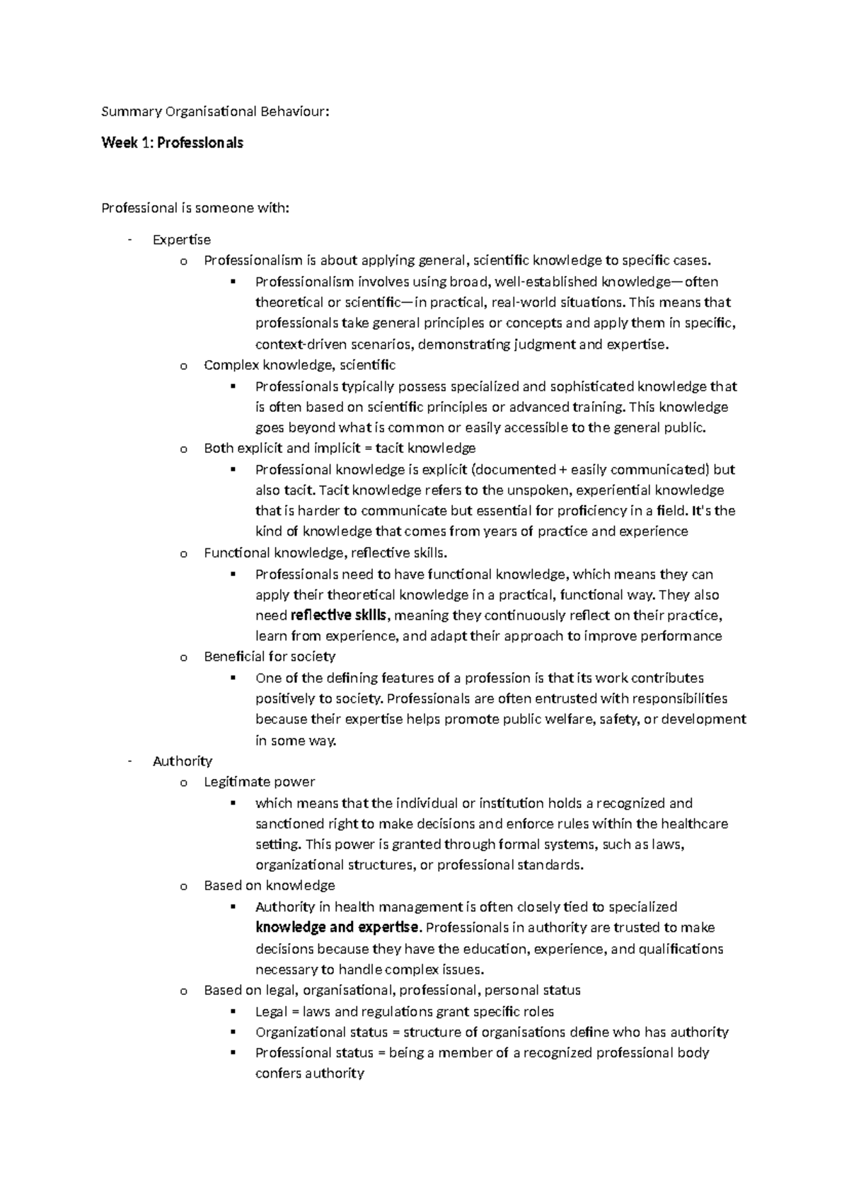 OB 101: Summary of Organizational Behaviour - Week 1 Insights - Studeersnel