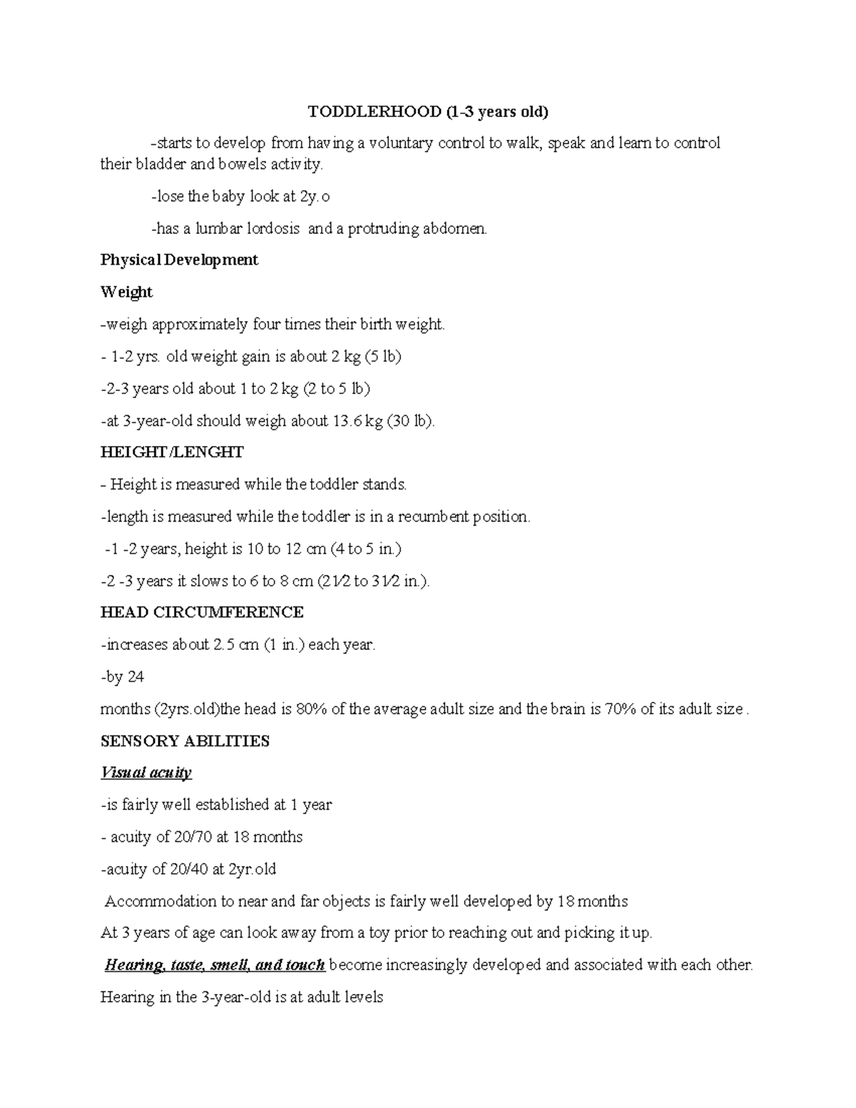 Toddlerhood - Pediatric nursing review - TODDLERHOOD (1-3 years old ...