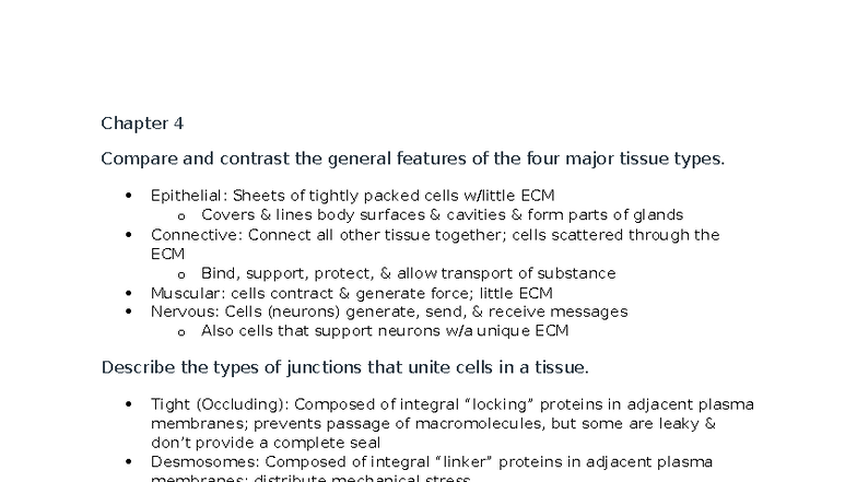 Understanding Four Major Tissue Types Structure Function Bio 101