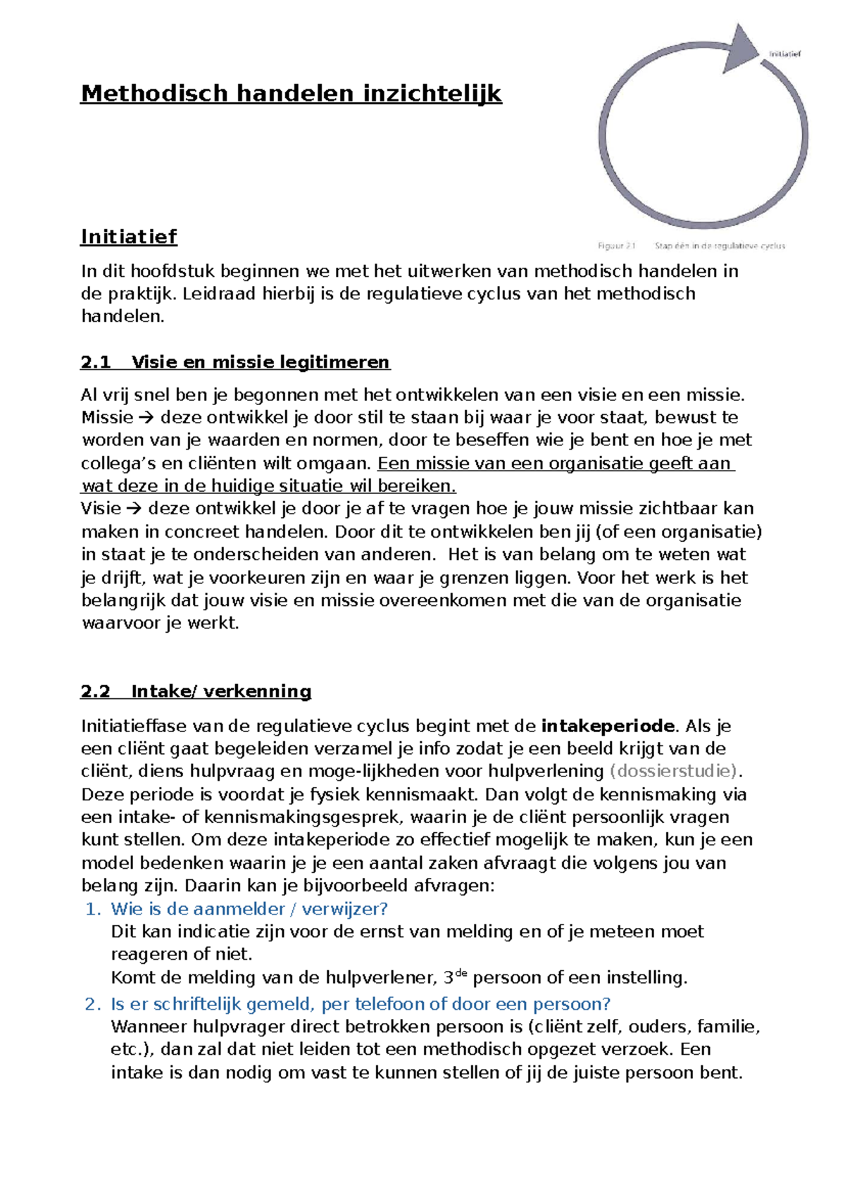Samenvatting H2 - Initiatief en Methodisch Handelen - Studeersnel