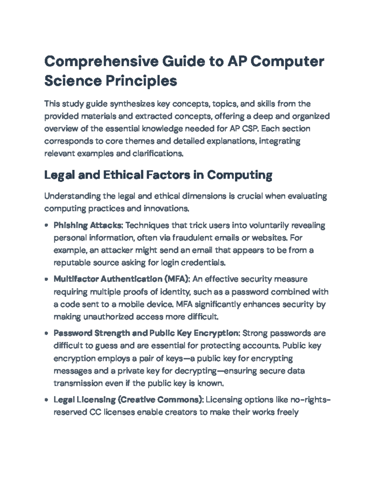 Comprehensive Study Guide for AP CSP Exam Preparation and Key Concepts ...