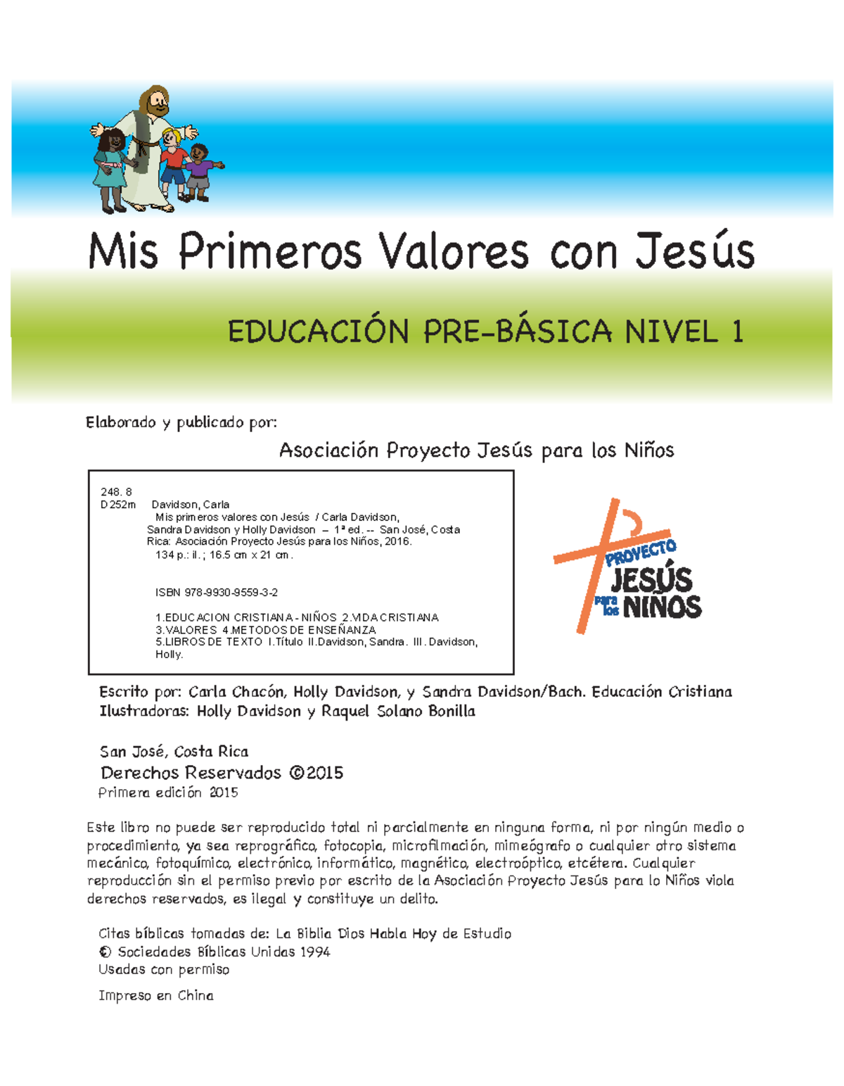 Valores Cristianos para Niños - Educación Pre-Básica Nivel 1 - Studocu