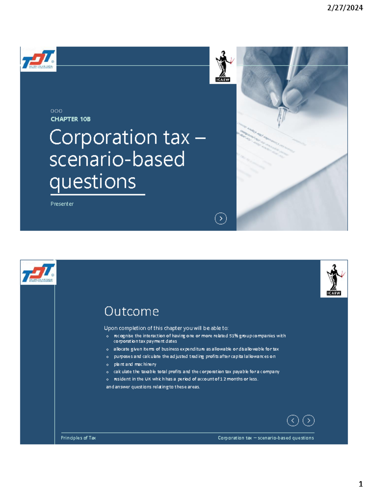 Chapter 10B - Corporation Tax: Scenario-Based Questions & Techniques ...
