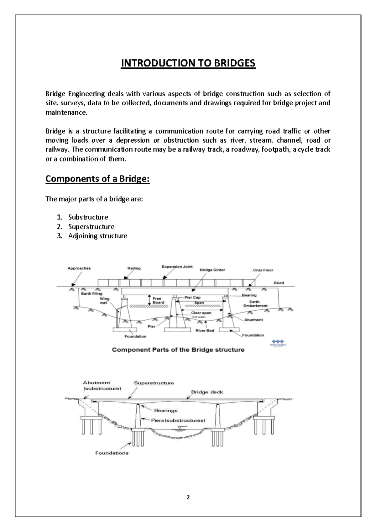 Bridge Engineering: Key Concepts and Site Planning (ENGG) - Studocu