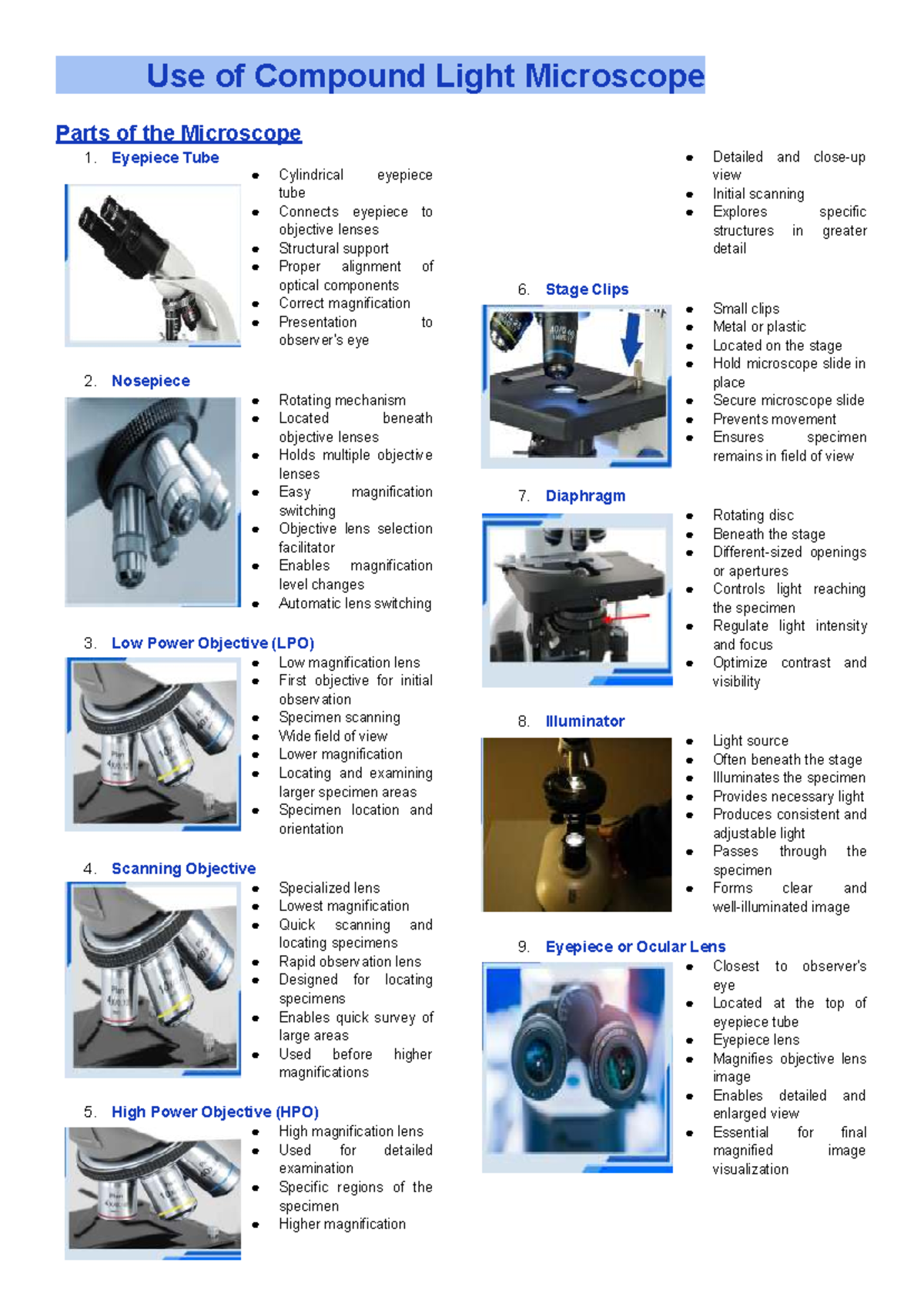Histo-LAB - Reviewer Notes on Compound Light Microscopy Techniques ...