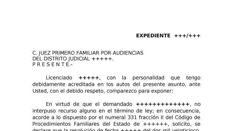 SE Solicita Cause Ejecutoria Sentencia DE Divorcio Volundario