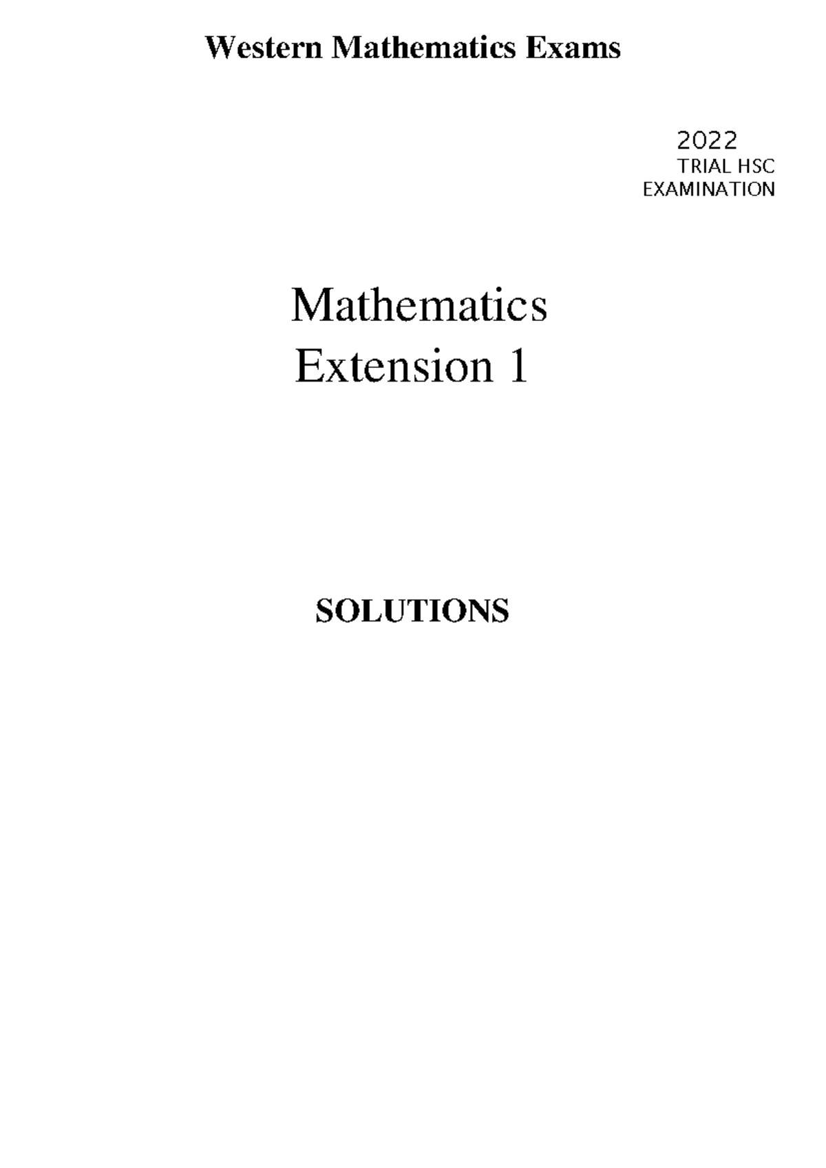 WME 2022 E1 Trial HSC Mathematics Extension 1 Solutions - Studocu