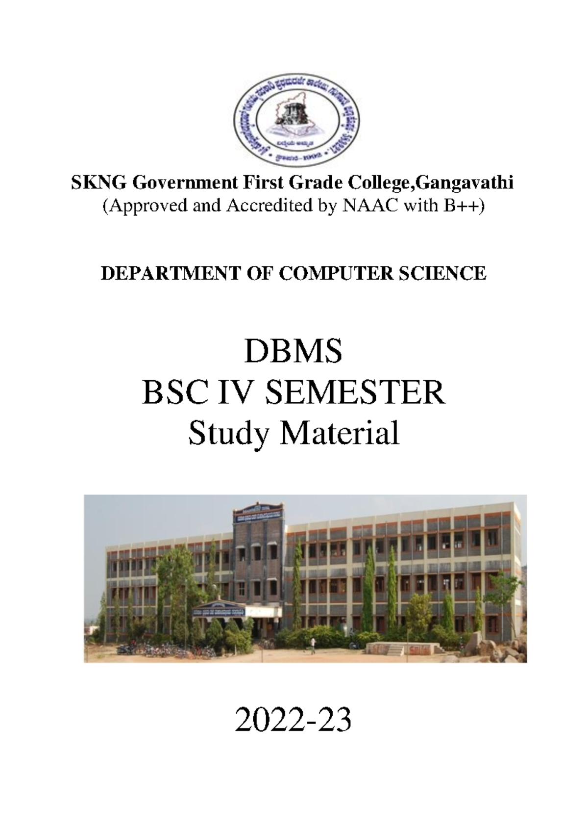 DBMS Study Material - Unit 01: Database Architecture (BSC IV Sem) - Studocu