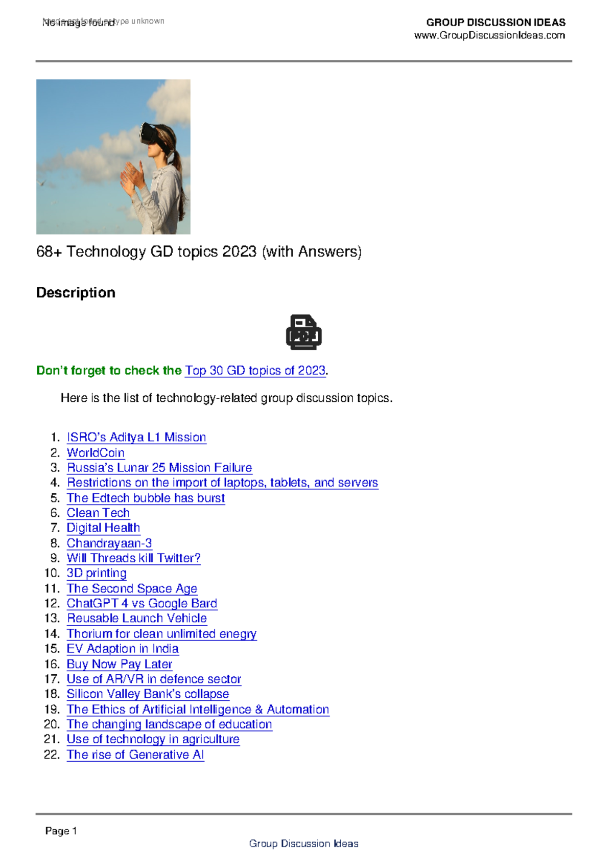 69+ Key Tech GD Topics for 2023 with Insights & Answers - Studocu