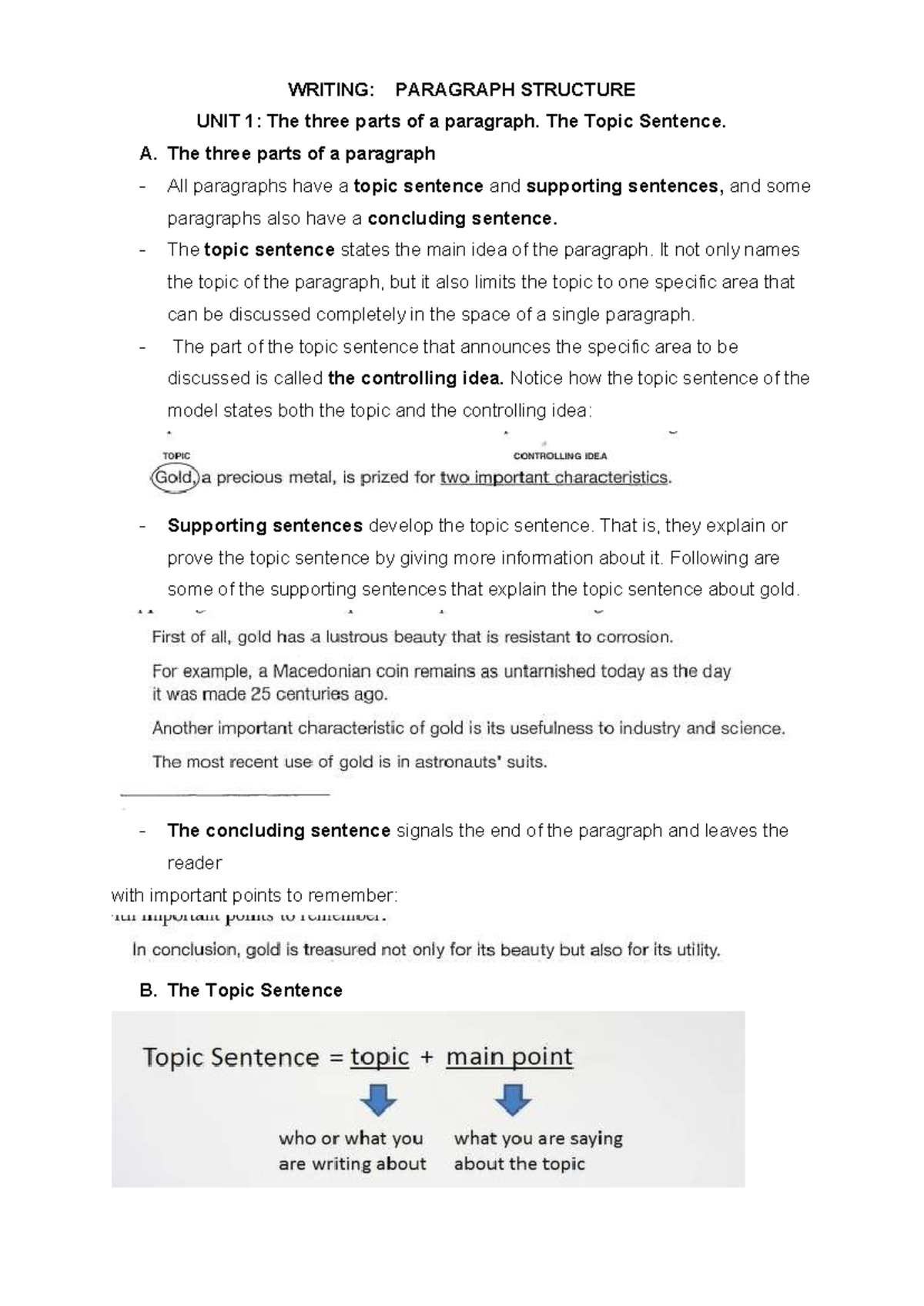18 11 Topic Sentence - Writing: Understanding Paragraph Structure - Studocu