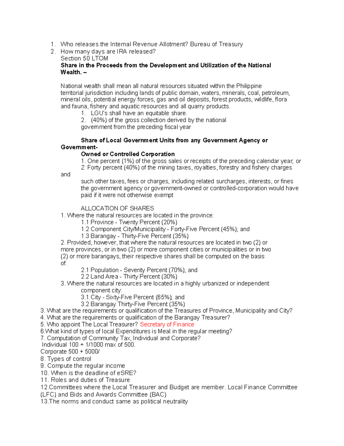 Understanding the Internal Revenue Allotment Process and Regulations - Studocu