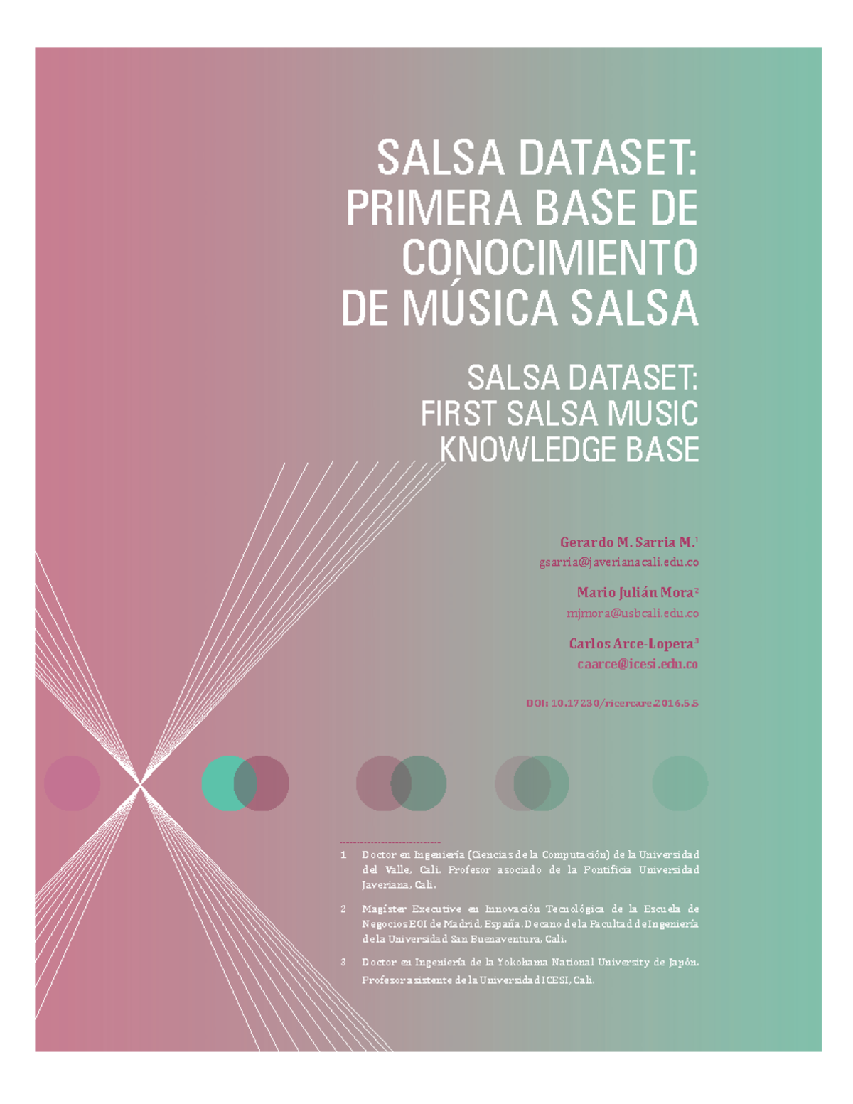 Salsa Dataset: Primera Base de Conocimiento Musical (RICERCARE) - Studocu