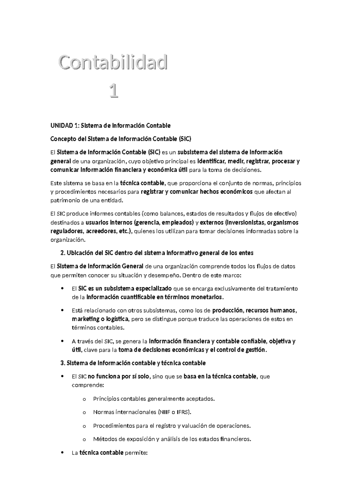 Contabilidad 1: Resumen Parcial del Sistema de Información Contable ...