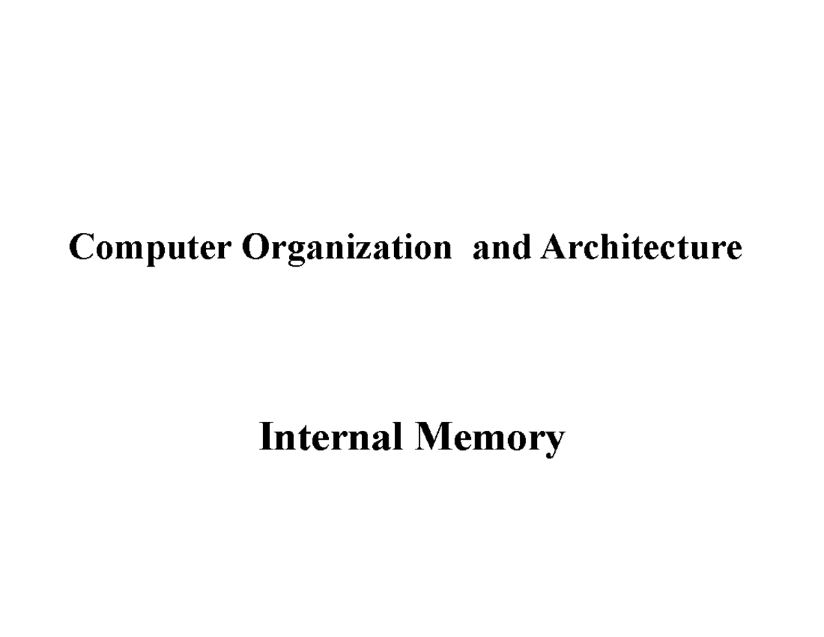 05 Internal Memory - Chapter 5 Overview and Types - Studocu