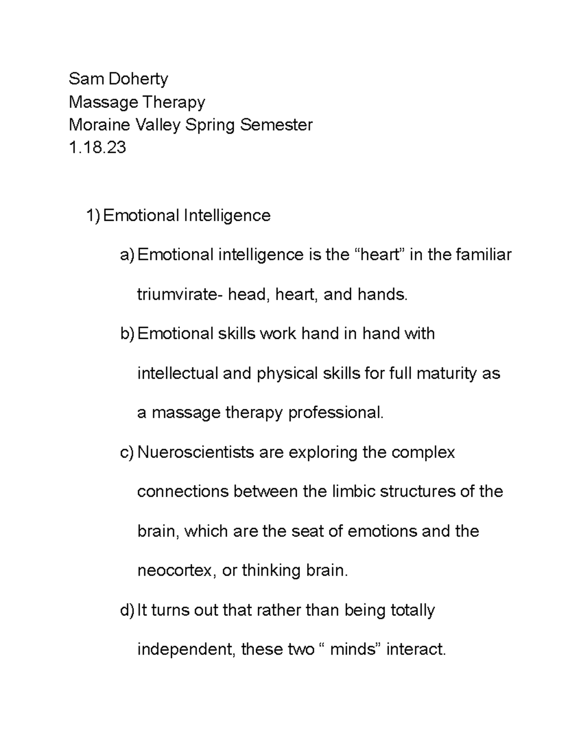 Massage Therapy EI Notes: Understanding Emotional Intelligence - Studocu