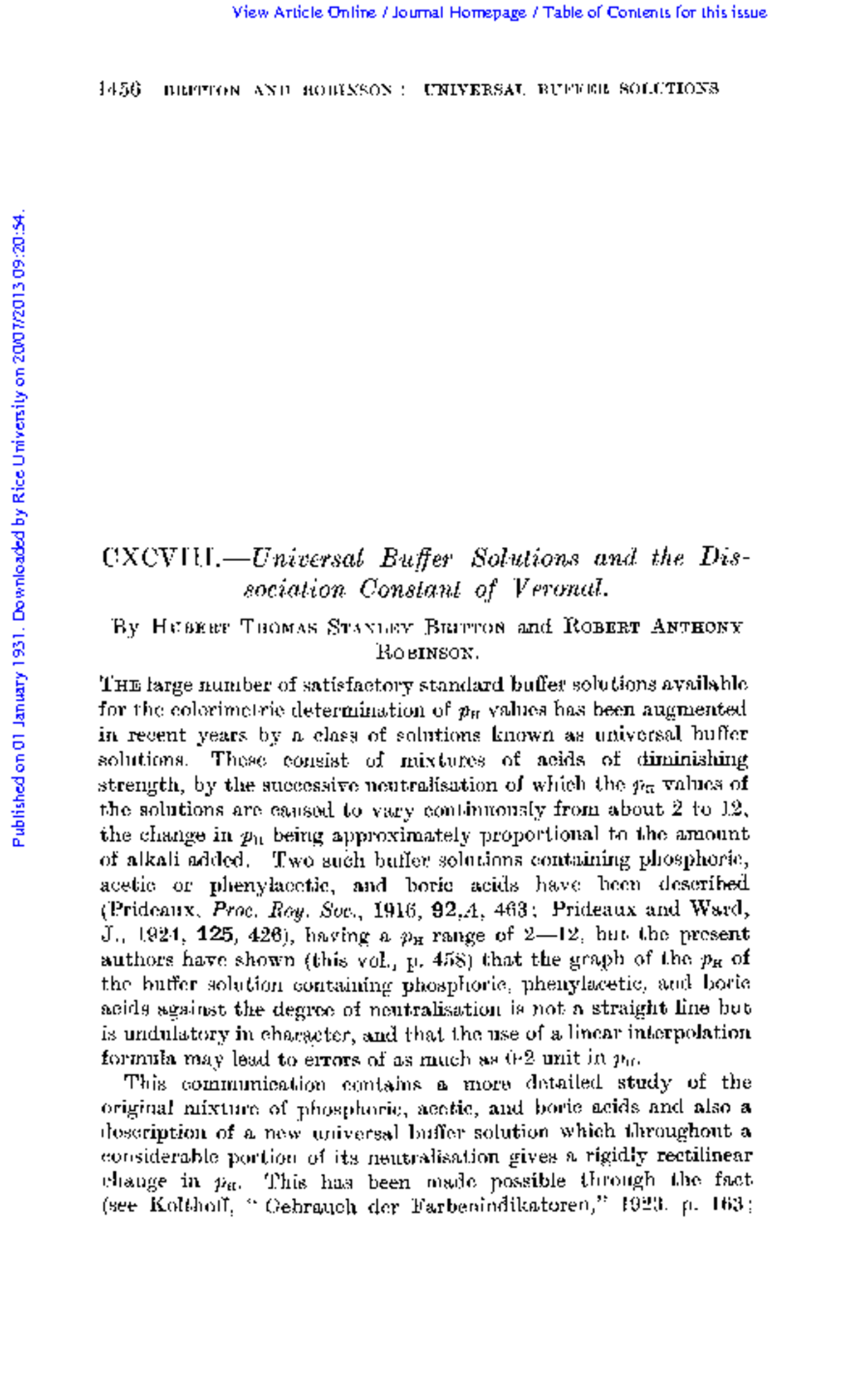 Universal Buffer Solutions and Dissociation Constant of Veronal ...