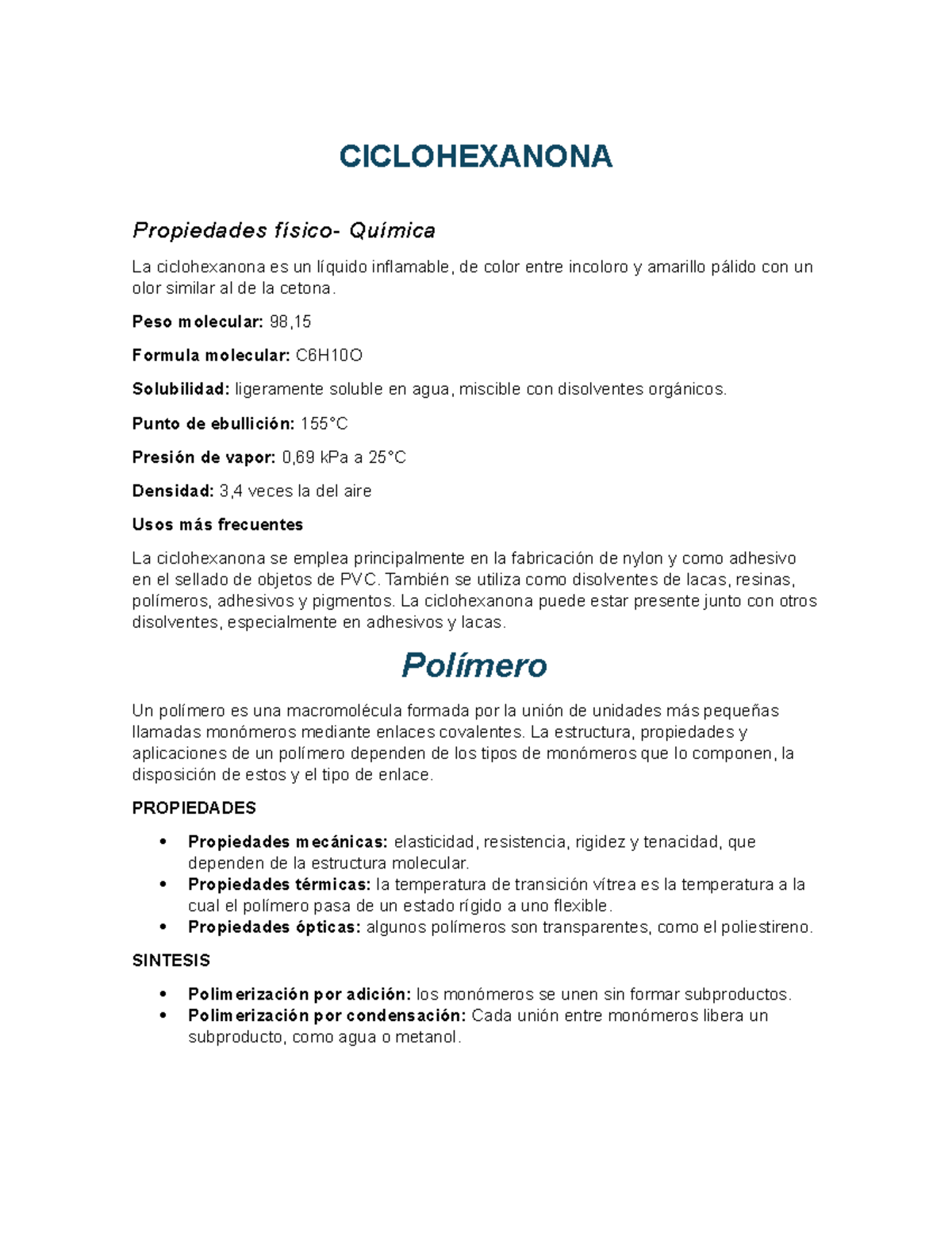 Ciclohexanona - Peso molecular: 98, Formula molecular: C6H10O ...