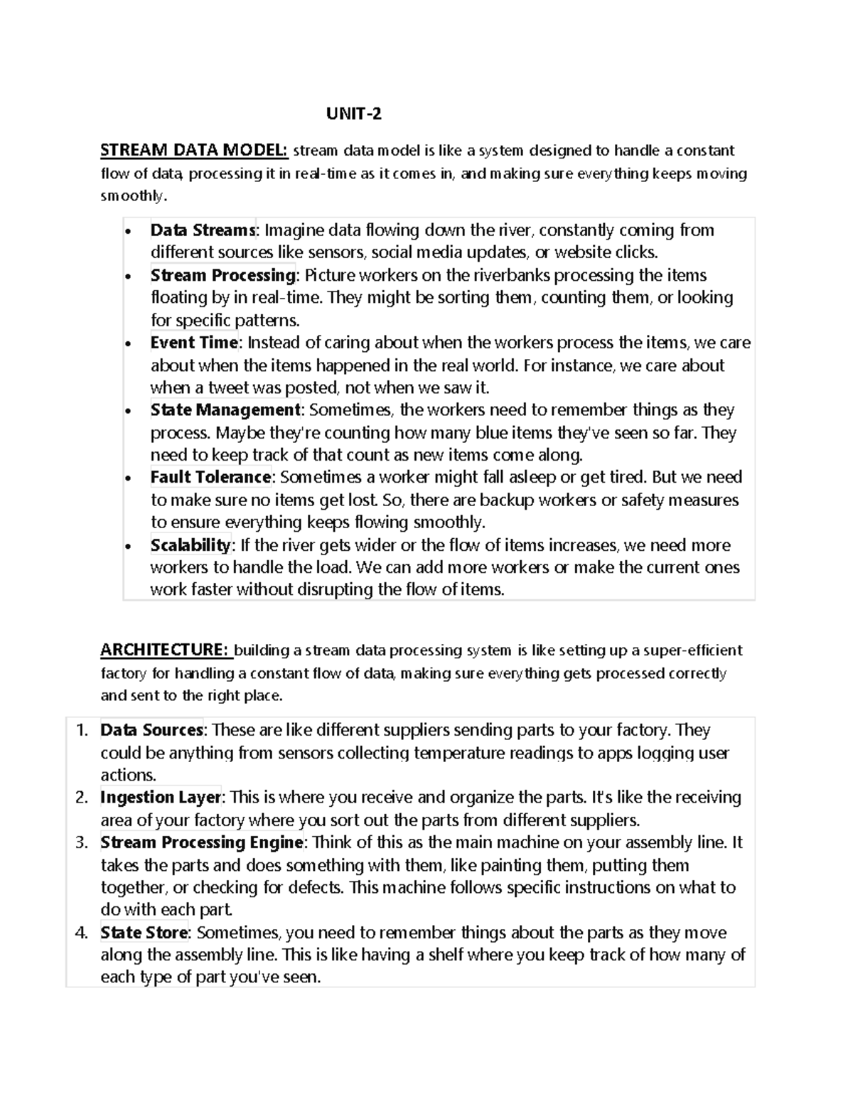UNIT-2 BDA - UNIT- STREAM DATA MODEL: stream data model is like a ...