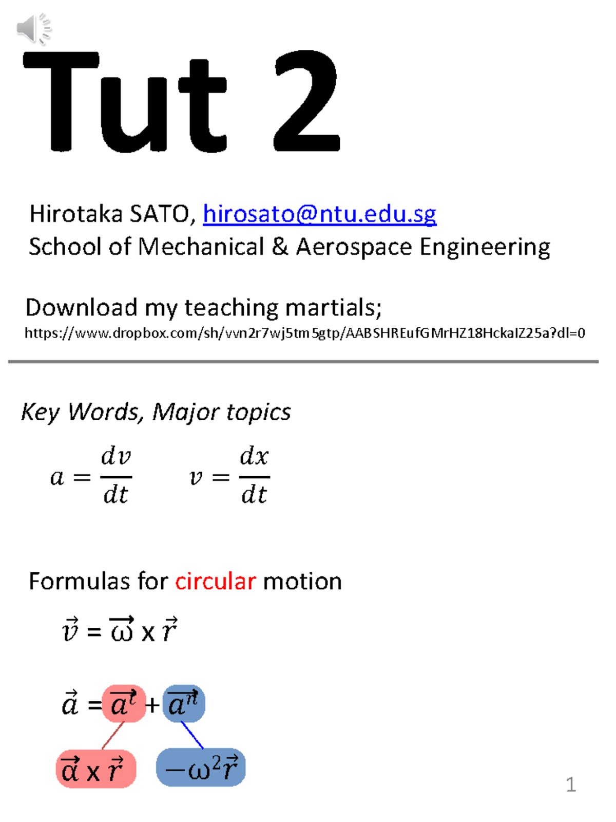Tut 2 Slides: Key Concepts in Circular Motion by Hirotaka SATO - Studocu