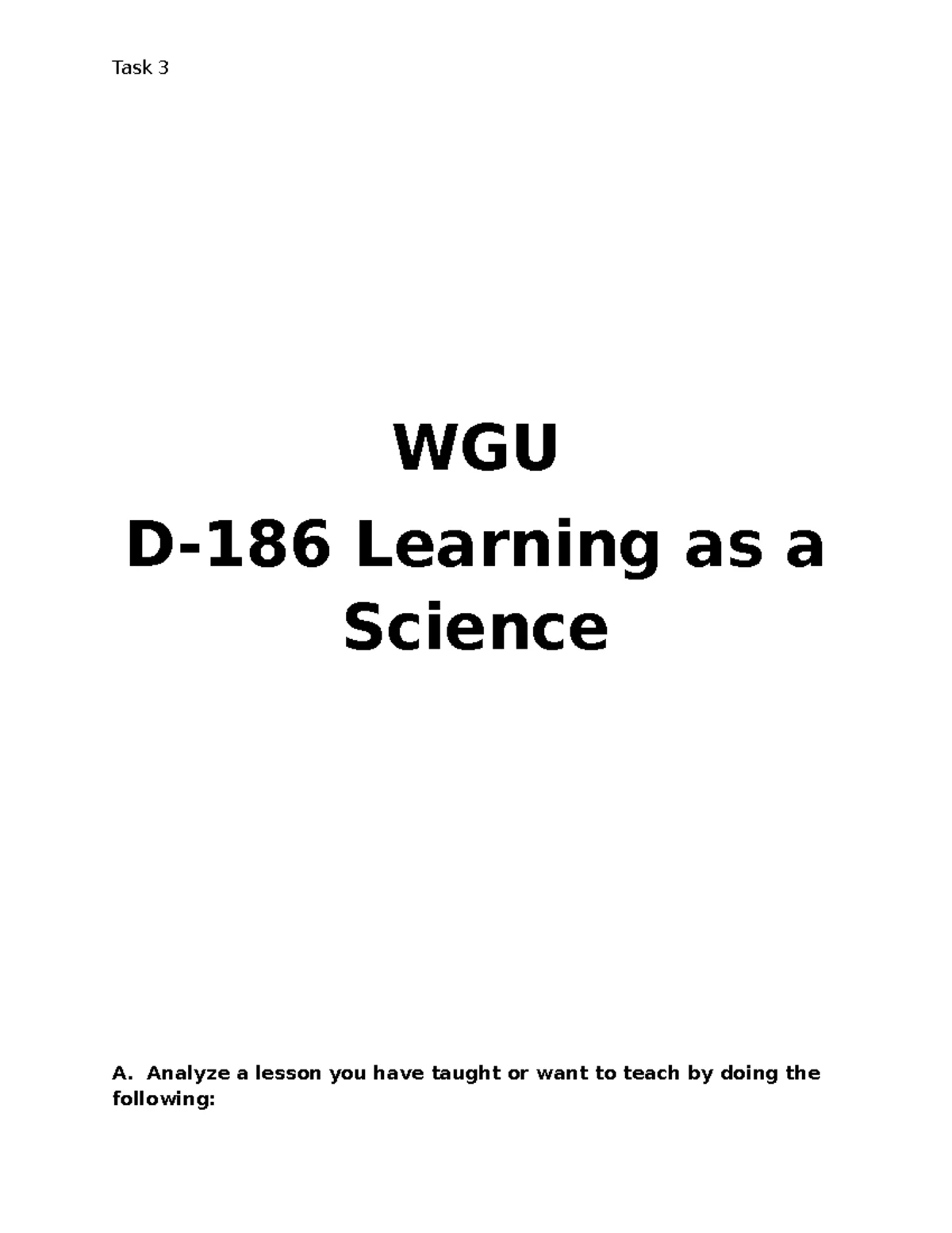 WGU D630 Task 4: Curriculum Mapping for Grade 1 Math Standards - Studocu