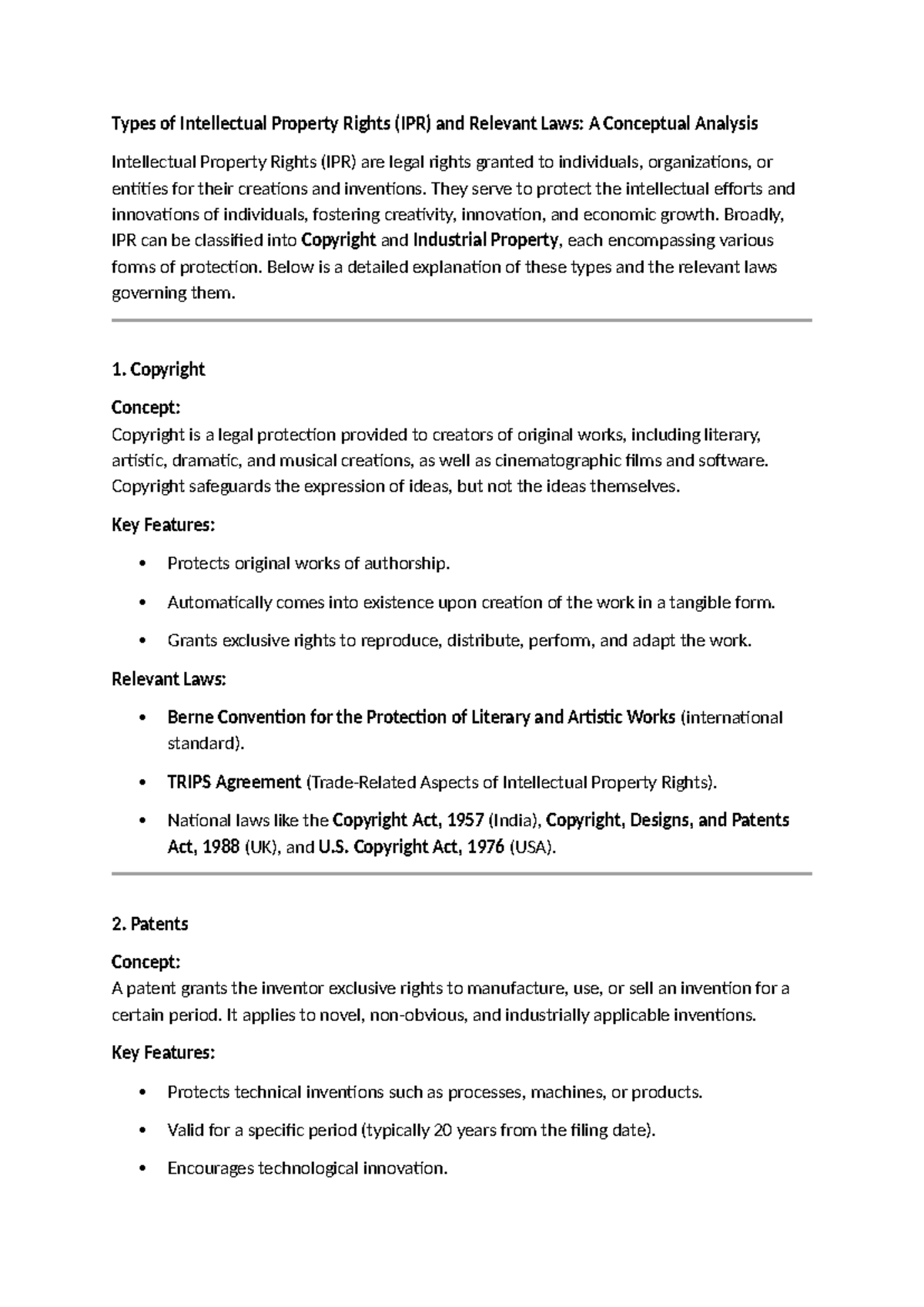 Unit 1 IPR - Comprehensive Notes on Intellectual Property Rights - Studocu
