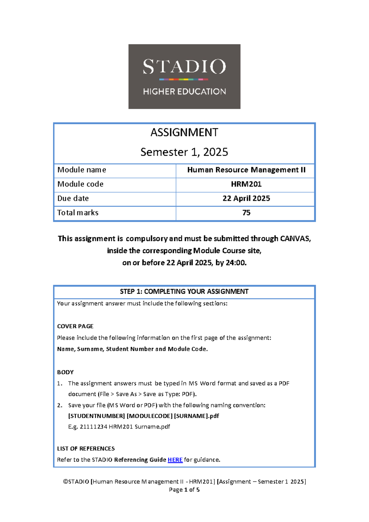 HRM201 2025 assignment: Human resource management case study analysis ...