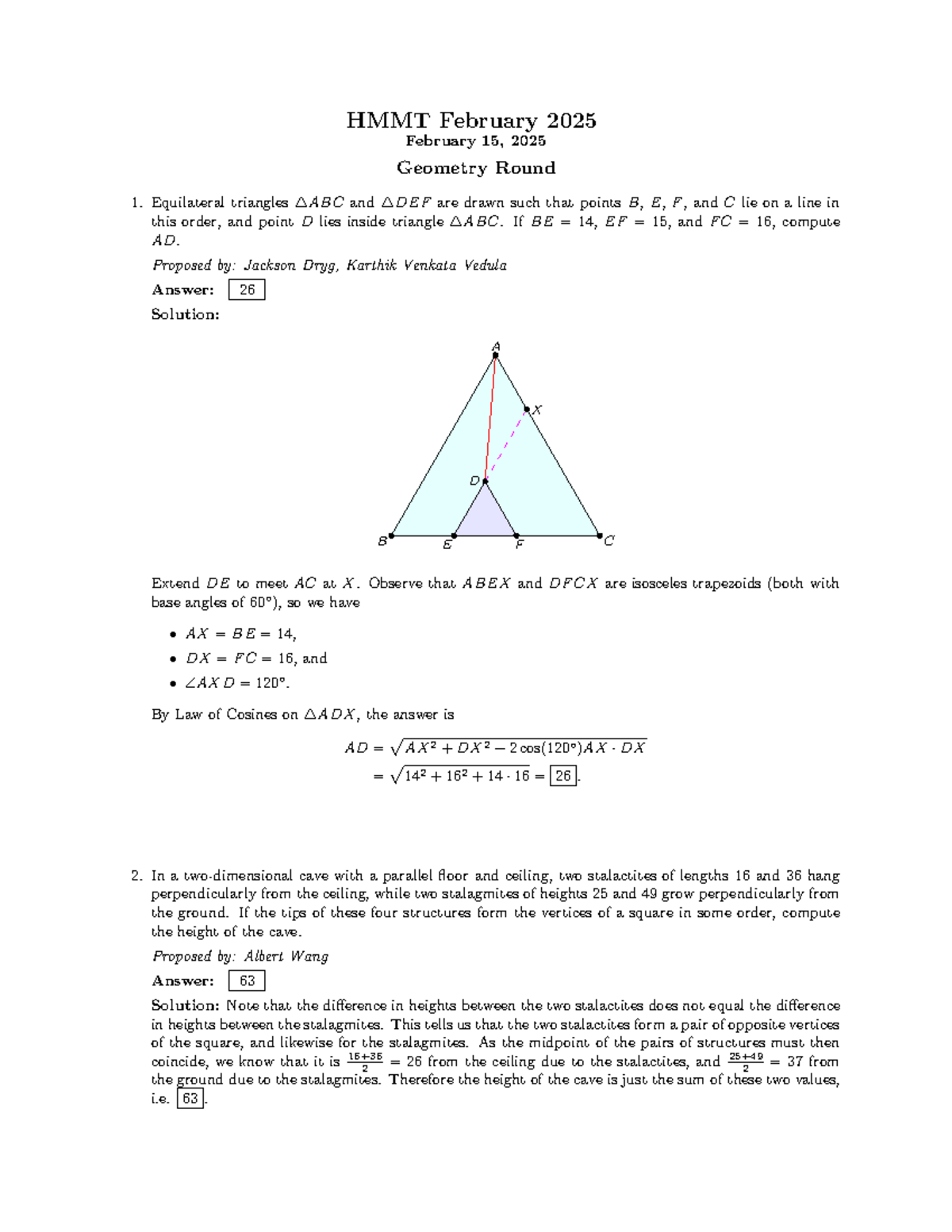 HMMT Geometry 2025 Solutions - February Round 1 - Studocu