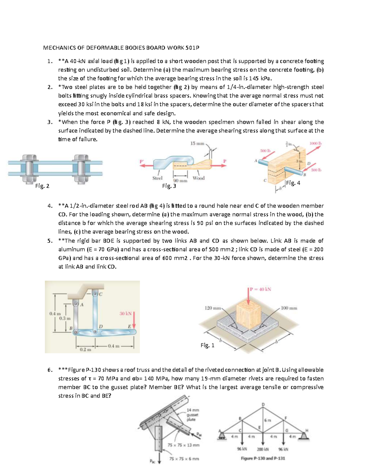 MECHANICS OF DEFORMABLE BODIES BOARD WORK 2023 501P Solutions - Studocu