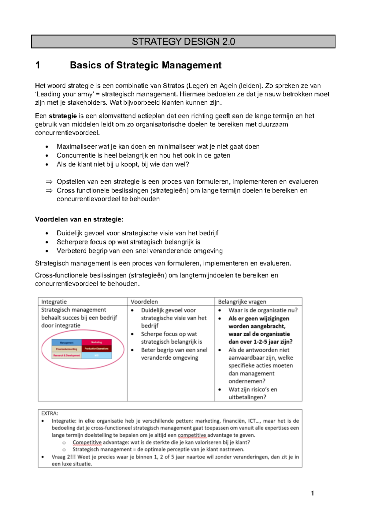 Strategie Ontwerp 2.0: Basisprincipes van Strategisch Management - Studocu