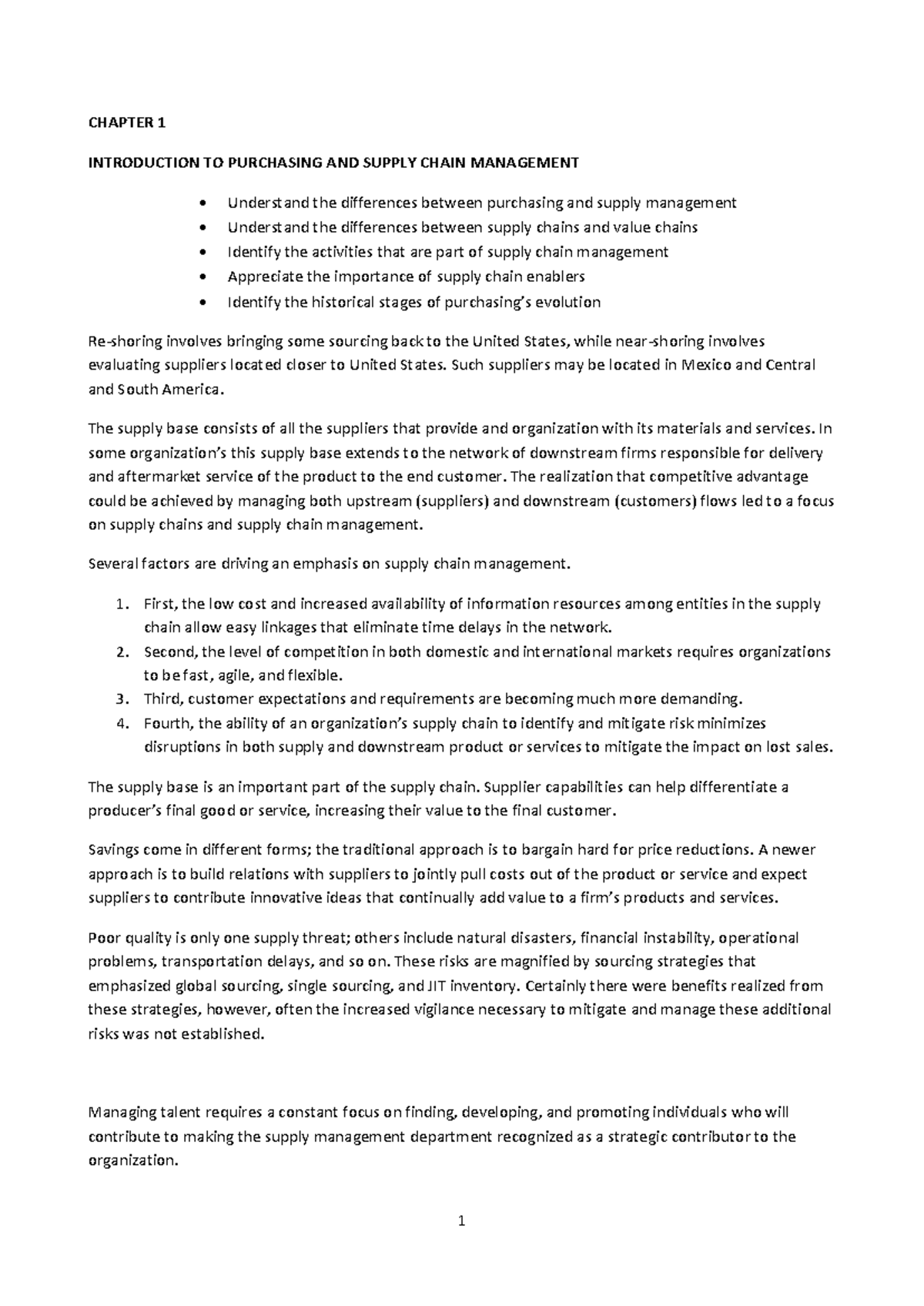 MNP2601 - Summary Notes on Purchasing & Supply Chain Management - Studocu