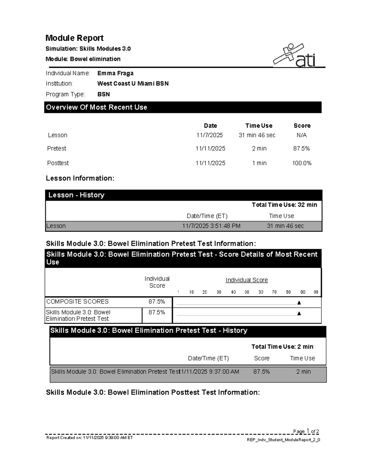 BSN Module Report: Skills Module 3.0 - Bowel Elimination - Studocu